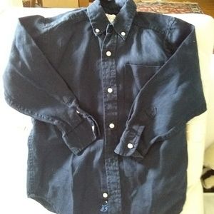 Boys navy linen button down shirt